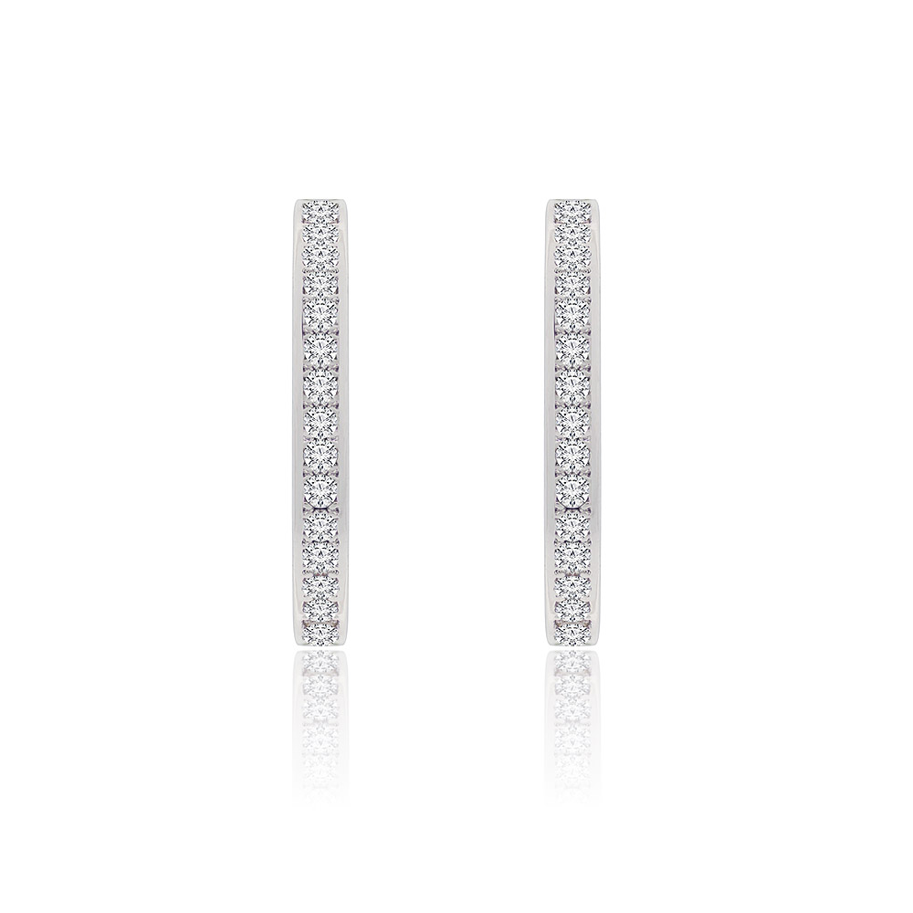 Single Strand Micro Pave CZ Hoop Earrings